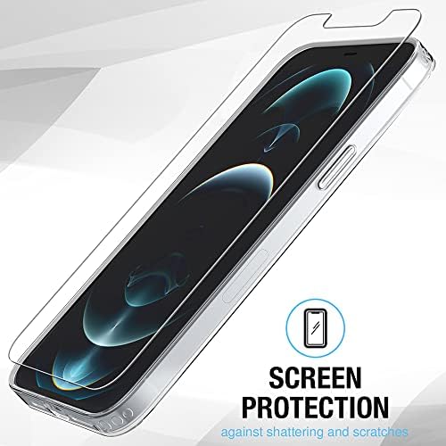 מארז פלקסג ' יר [הגנה מלאה] לאייפון 12 פרו מקס ומגני מסך מזכוכית מחוסמת פי 2 - צלול